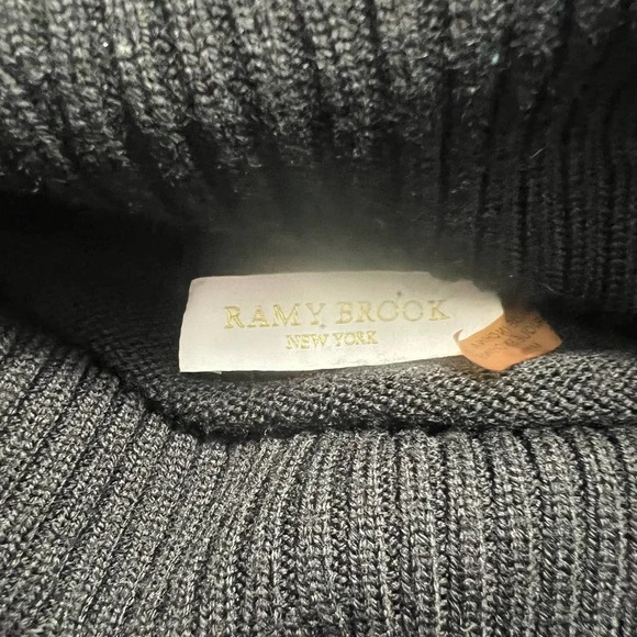 Ramy Brook Black Crochet Lace Hem Wool Turtleneck‎ Sweater Size US Medium - Picture 10 of 12